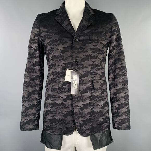 COMME des GARCONS Size XL Black Jacquard Cotton Blend Camouflage Jacket - Picture 1 of 8
